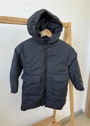 Зимова куртка zara для хлопця 8 років 128 см чорна подовжена утеплена куртка зара
