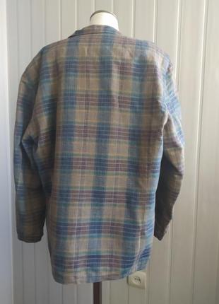 Жакет двубортный в клетку пиджак лён с катоном 50-52 размер4 фото