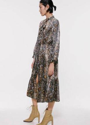 Платье zara из новой коллекции принт рептилия змеиное5 фото