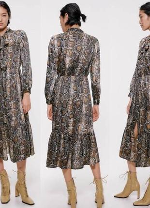 Платье zara из новой коллекции принт рептилия змеиное3 фото