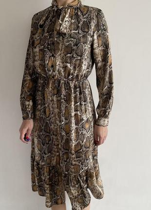 Платье zara из новой коллекции принт рептилия змеиное7 фото