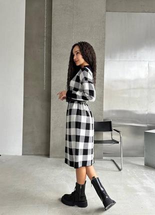 Женское черное стильное платье люкс качества в клетку 2024