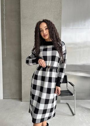 Женское черное стильное платье люкс качества в клетку 2024