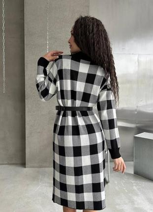 Женское черное стильное платье люкс качества в клетку 2024