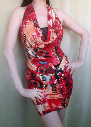 Платье притален италия красн принт пояс вискоза по фигуре тренд1 фото