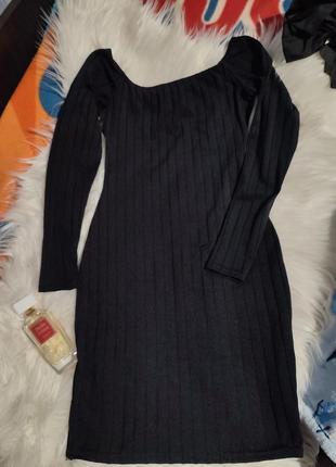 Чорна сукня у рубчик від boohoo