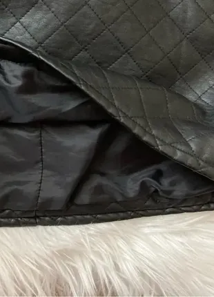 Чорная кожаная мини юбка єко кожа юбочка теплая3 фото
