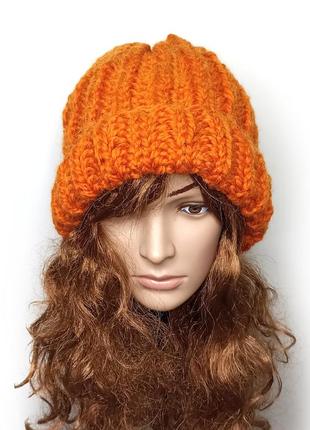 Женская объемная вязаная  шапка "orange", ручная работа от prigriz5 фото