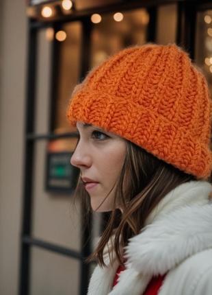 Женская объемная вязаная  шапка "orange", ручная работа от prigriz1 фото
