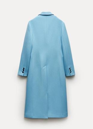Пальто женское голубое шерстяное zara new6 фото