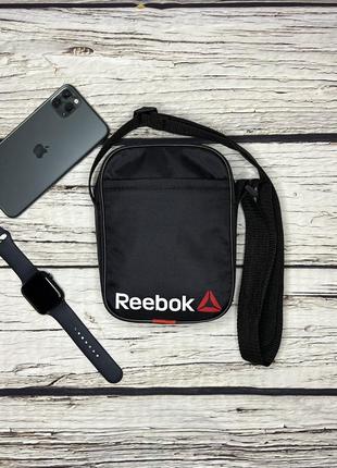 Сумка reebok черного цвета / мужская спортивная сумка через плечо рибок / барсетка reebok