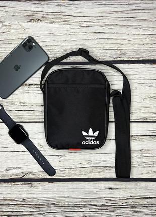 Сумка adidas Basket черного цвета / мужская спортивная сумка через плечо адидас / барсетка adidas