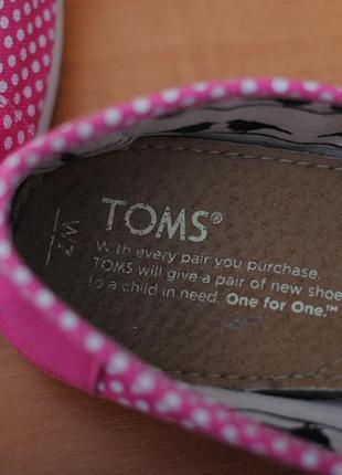 Розовые кеды, балетки, слипоны, эспадрильи toms в горошек, 37.5 размер. оригинал7 фото