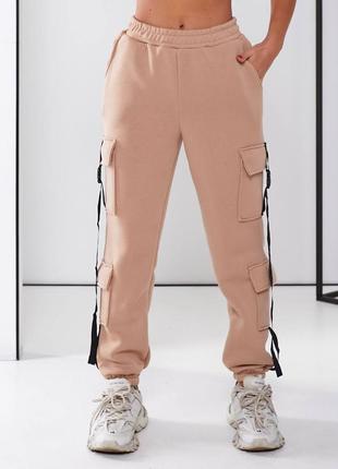 Женские брюки карго с накладными карманами flb-1007