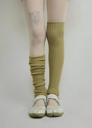 Гетры бежевые legwarmers вязаные митенки колготки носки коричневые белые черные y2k теплые1 фото