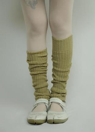 Гетры бежевые legwarmers вязаные митенки колготки носки коричневые белые черные y2k теплые3 фото