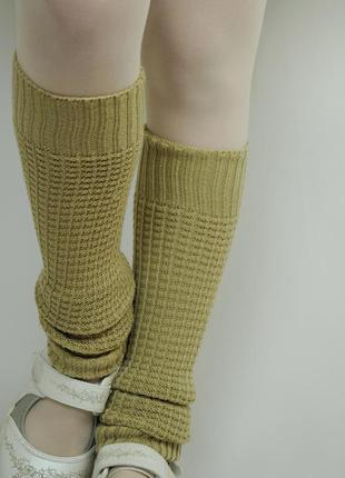 Гетры бежевые legwarmers вязаные митенки колготки носки коричневые белые черные y2k теплые9 фото