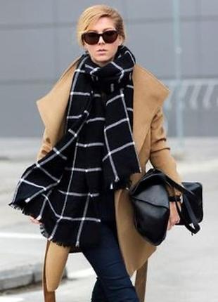 Zara клетчатое одеяло, зимний шарф, теплая женская уютная накидка в клетку шотландки, объемная шаль-накидка3 фото