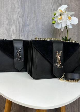 Женская замшевая мини сумочка клатч в стиле yves saint laurent2 фото