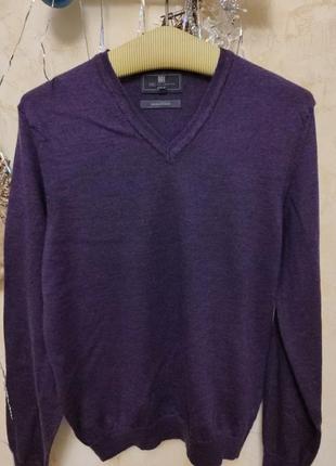 Красивый шерсть + шелк пуловер цвет тёмный фиолет1 фото