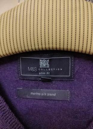 Красивый шерсть + шелк пуловер цвет тёмный фиолет2 фото