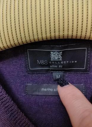 Красивый шерсть + шелк пуловер цвет тёмный фиолет3 фото