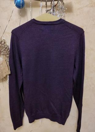 Красивый шерсть + шелк пуловер цвет тёмный фиолет6 фото