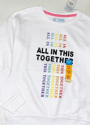 Белоснежный свитшот трехнить с надписями. бренд: primark/primark 🔖размер: 140 (8-10 г.)