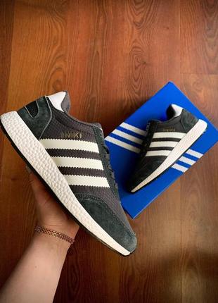 Жіночі кросівки adidas originals iniki fleece termo dark gray & black