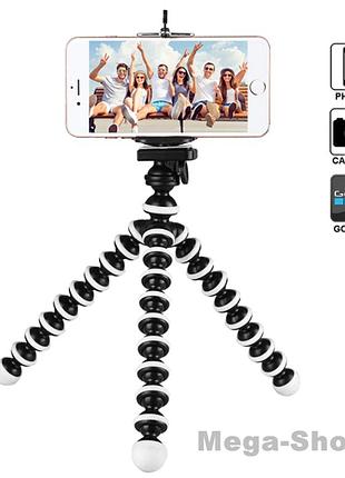 Гнучкий міні штатив трипод тринога настільний восьминіг з тримачем для телефону смартфона камери s54q чорний
