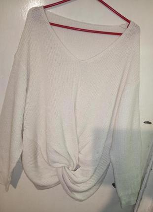 Шикарный,молочный,асимметричный свитер-джемпер,большого размера,shein1 фото