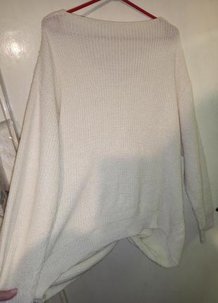 Шикарный,молочный,асимметричный свитер-джемпер,большого размера,shein2 фото