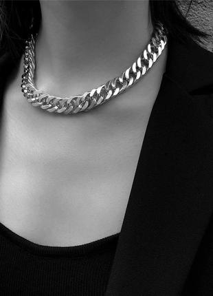 Кольє намисто ланцюг ланцюжок сріблястий пвл срібло стильний модний новий