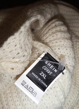 Шикарный,молочный,асимметричный свитер-джемпер,большого размера,shein9 фото