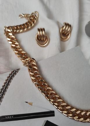 Цепь крупная цепочка колье ожерелье под золото новая8 фото