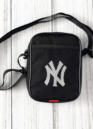 Чорна барсетка new york yankees / чоловіча спортивна сумка через плече нью йорк / сумка new york yankees
