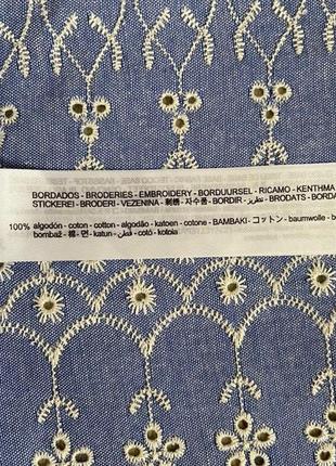 Жіноча сорочка zara | блуза прошва з комбінованою вишивкою синя | 7969/0388 фото