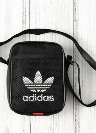 Сумка adidas чорного кольору / чоловіча спортивна сумка через плече адидас / барсетка adidas