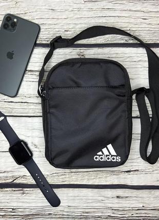 Маленькая сумка adidas Basket черного цвета / спортивная сумка через плечо адидас / барсетка adidas