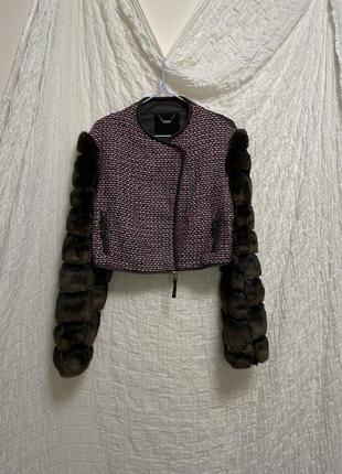 Пальто трансформер custo barcelona coat fur lama