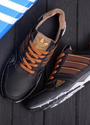 Чоловічі шкіряні кросівки adidas tech flex brown5 фото