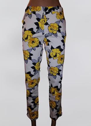 💛💛💛стильные укороченные брюки, штаны в цветочный принт zara basic💛💛💛