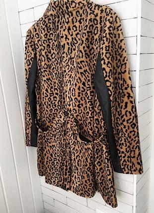 Тигровое пальто с кожаными вставками hm3 фото