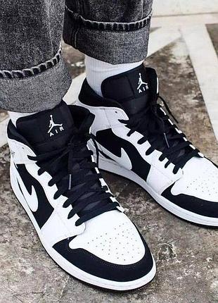 ✅мужские кроссовки ✅nike air jordan 1 (white/black)