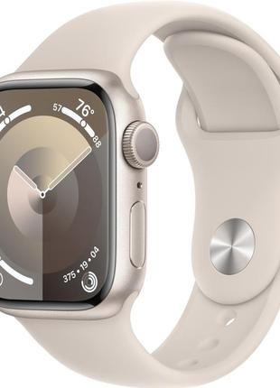 Смарт-годинник apple watch series 9 gps 41mm starlight aluminium case with starlight sport band - m/l (mr8u3qp/a)