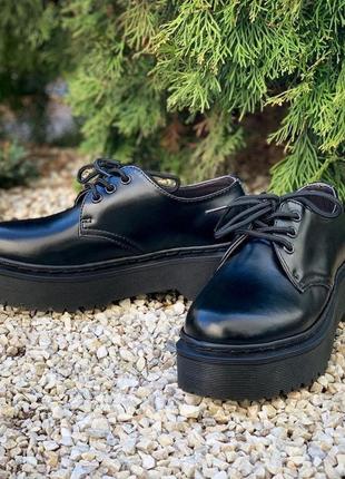 Dr. martens 1461 mono black platform женские туфли на платформе3 фото