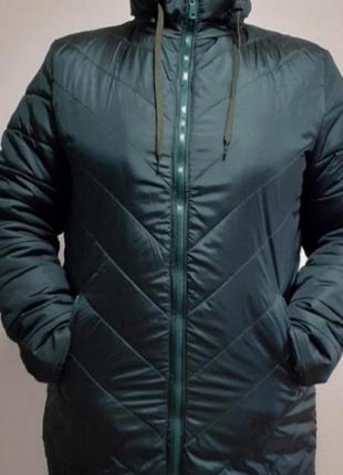 Снижка!!!зменная женская куртка на меху 50/52р темно-зеленая2 фото