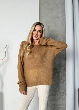 Легкий ажурный джемпер с тонкой вязкой