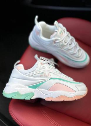 Кроссовки fila ray white mint rose6 фото