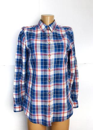 Женская рубашка коттон h&m в клетку синяя белая красная пиджак